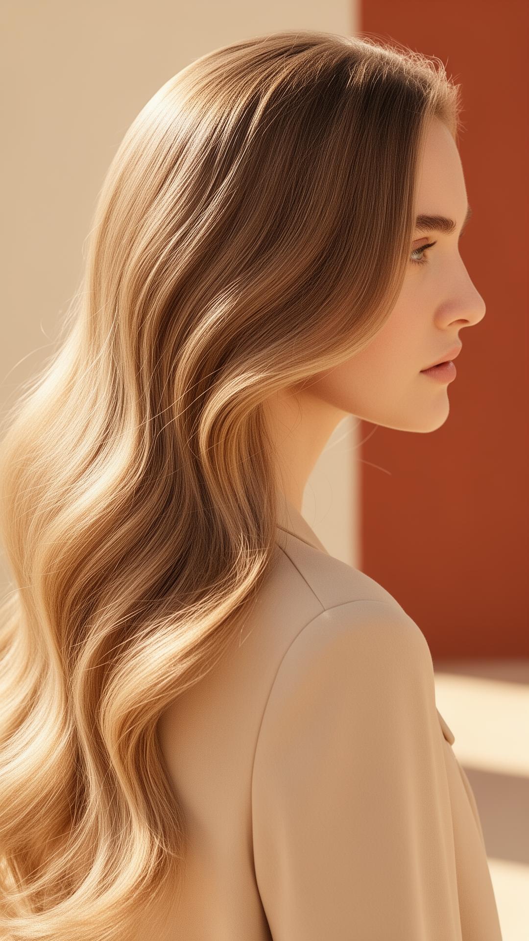 Model with luxurious flowing hair